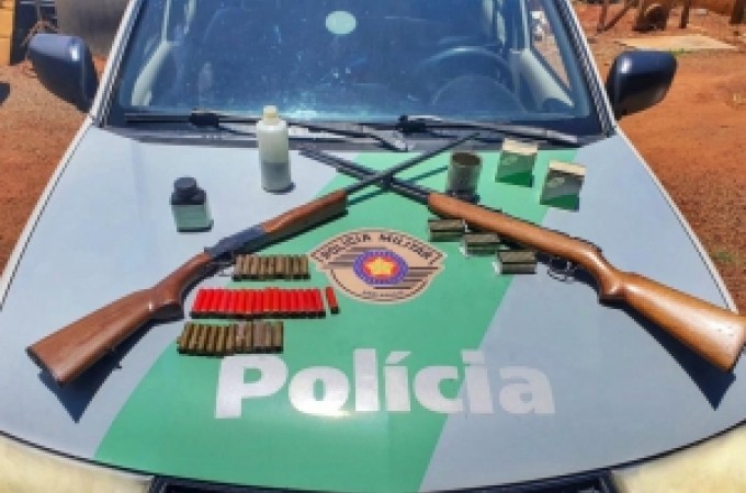 Policiamento Ambiental localiza armas e muni��es em Bariri