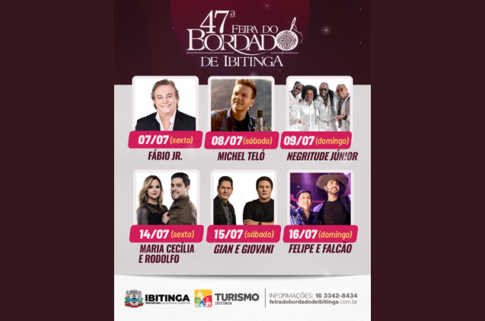 Prefeitura divulga grade de shows da 47 Feira do Bordado