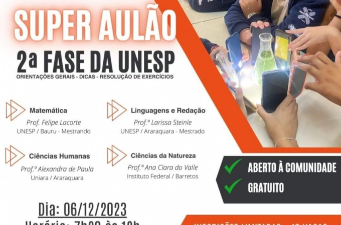 Escola Iracema vai promover Aulo para 2 fase do Vestibular Unesp