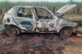 Carro foi destrudo por fogo na rea rural