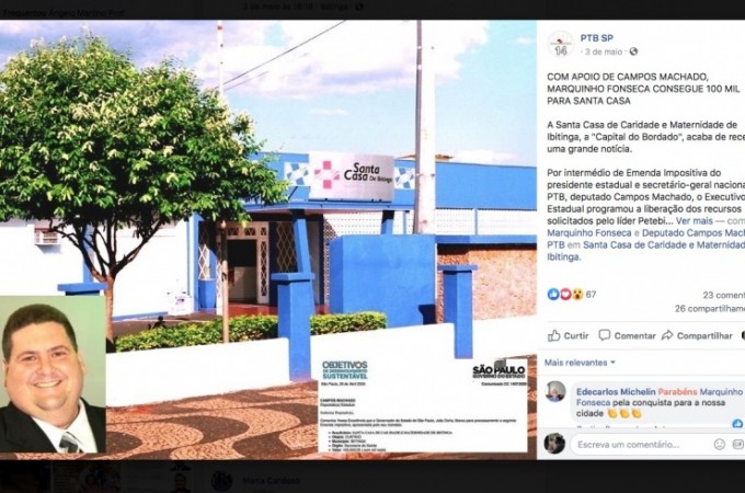 Marco Fonseca e Campos Machado divulgaram R$ 100 mil para Santa Casa